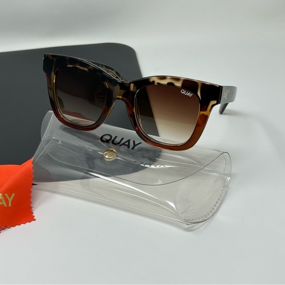 QUAY After Hours Sunglasses Black Tortoise Combo Frame Grey Gradient Fade Lenses - Picture 5 of 15